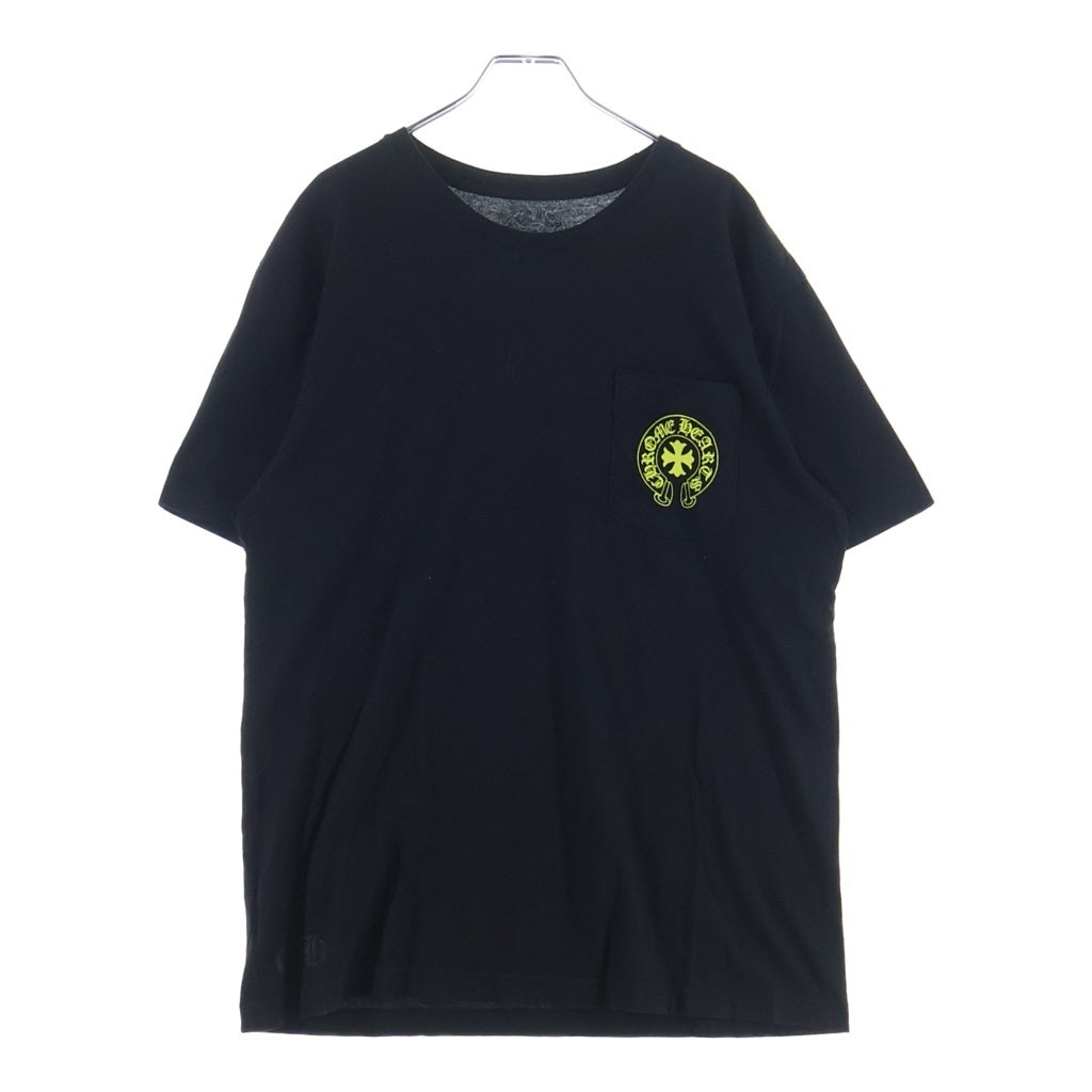 CHROME HEARTS(クロムハーツ) MADE IN HOLLYWOOD VERTICAL LOGO TEE メイドインハリウッド ヴァーティカルロゴ クルーネック ポケット 半袖Tシャツカットソー ブラック/イエロー