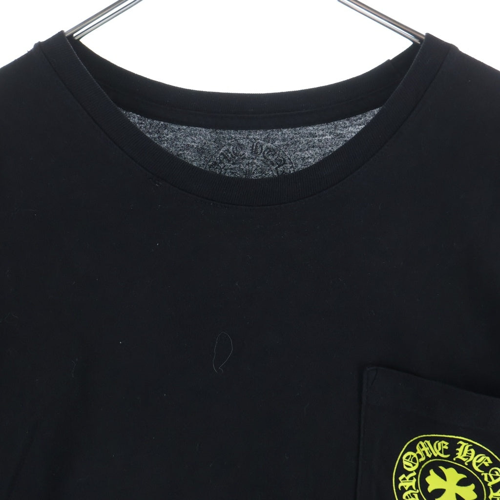 CHROME HEARTS(クロムハーツ) MADE IN HOLLYWOOD VERTICAL LOGO TEE メイドインハリウッド ヴァーティカルロゴ クルーネック ポケット 半袖Tシャツカットソー ブラック/イエロー