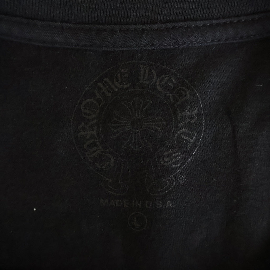 CHROME HEARTS(クロムハーツ) MADE IN HOLLYWOOD VERTICAL LOGO TEE メイドインハリウッド ヴァーティカルロゴ クルーネック ポケット 半袖Tシャツカットソー ブラック/イエロー