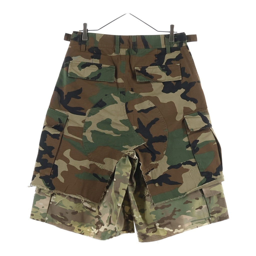 PROJECT G/R(プロジェクトジーアール) Layered Skirt Camo Cargo Shorts レイヤード スカート 迷彩 カモ カーゴショーツ カーキ
