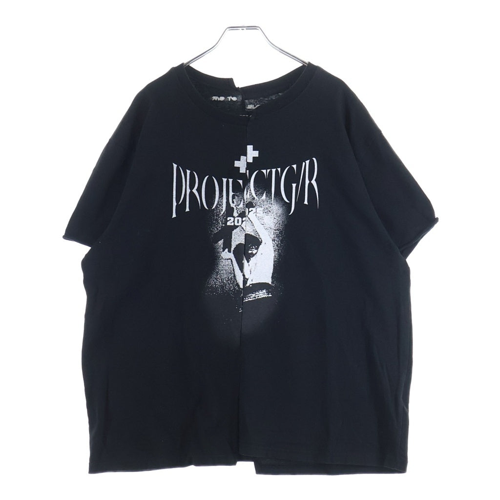 PROJECT G/R(プロジェクトジーアール) TIGHT FIT SPLIT T-SHIRT タイト フィット スプリット 半袖Tシャツ カットソー ブラック