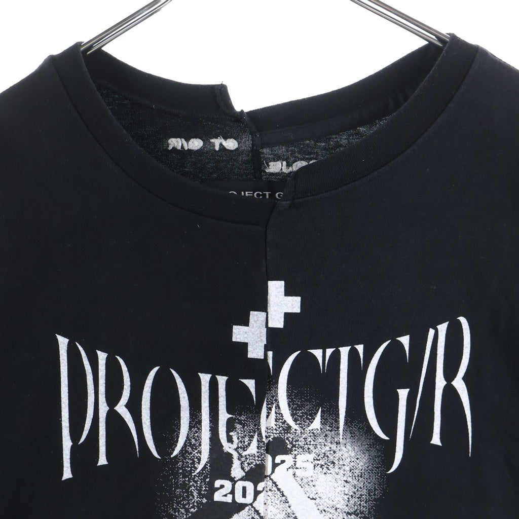 PROJECT G/R(プロジェクトジーアール) TIGHT FIT SPLIT T-SHIRT タイト フィット スプリット 半袖Tシャツ カットソー ブラック
