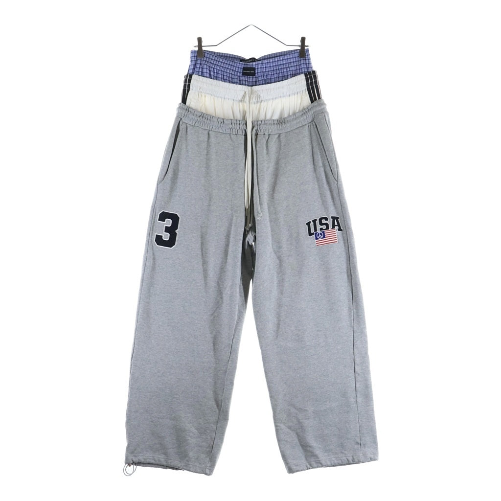 PROJECT G/R(プロジェクトジーアール) LAYERED SWEAT PANTS レイヤードデザイン スウェットパンツ グレー
