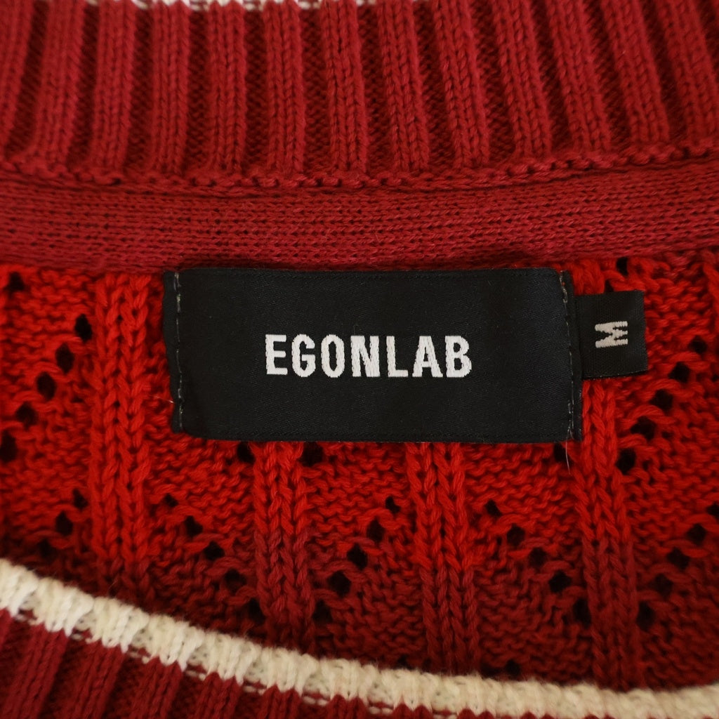 Egon Lab.(エゴンラボ) 23SS BUNNY KNIT TEE バニー ニット 半袖Tシャツ SS23 KN 004 B レッド