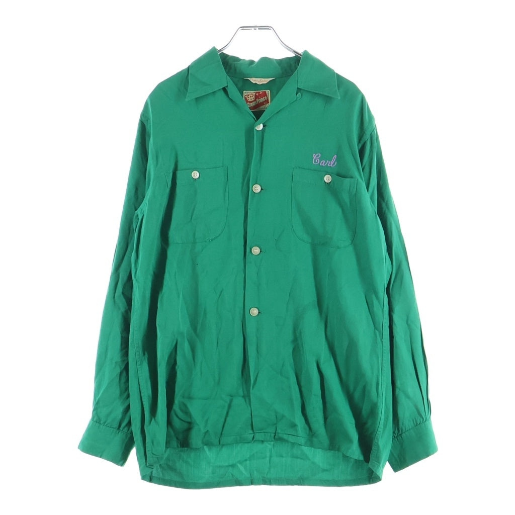 VINTAGE(ヴィンテージ) 50S Vintage Crown Prince ヴィンテージ オープンカラー 長袖 ボーリングシャツ グリーン