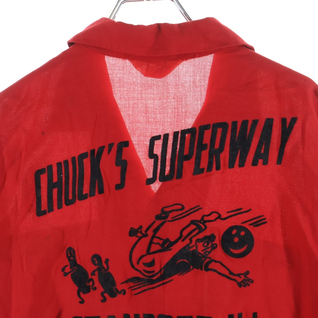 VINTAGE(ヴィンテージ) 50S Vintage Swingster ヴィンテージ オープンカラー 半袖ボーリングシャツ レッド