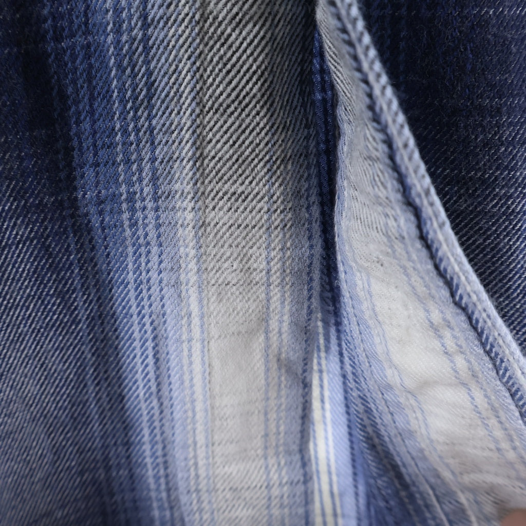 RRL(ダブルアールエル) レーヨン チェック柄 フロントポケット 半袖シャツ ブルー
