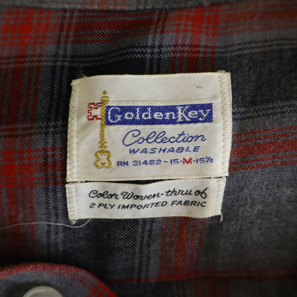 VINTAGE(ヴィンテージ) 60S Vintage GOLDEN KEY ヴィンテージ チェック柄 長袖シャツ レッド