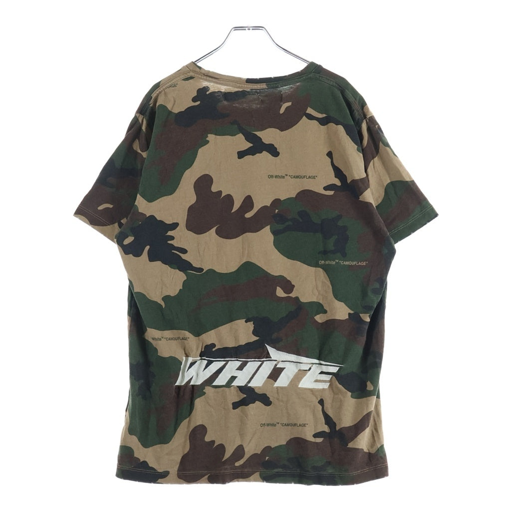 OFF-WHITE(オフホワイト) Camouflage Cotton T-shirts カモフラージュコットンTシャツ ロゴ刺繍クルーネック半袖Tシャツ OMAA027E18185021 カモ