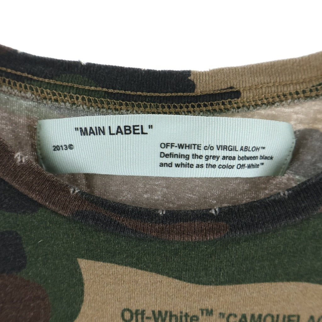 OFF-WHITE(オフホワイト) Camouflage Cotton T-shirts カモフラージュコットンTシャツ ロゴ刺繍クルーネック半袖Tシャツ OMAA027E18185021 カモ