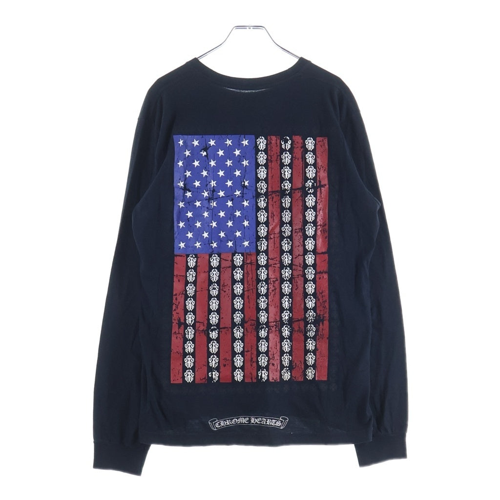 CHROME HEARTS(クロムハーツ) USA FLAG L/S TEE アメリカンフラッグロングスリーブTシャツ クルーネック長袖Tシャツ ブラック