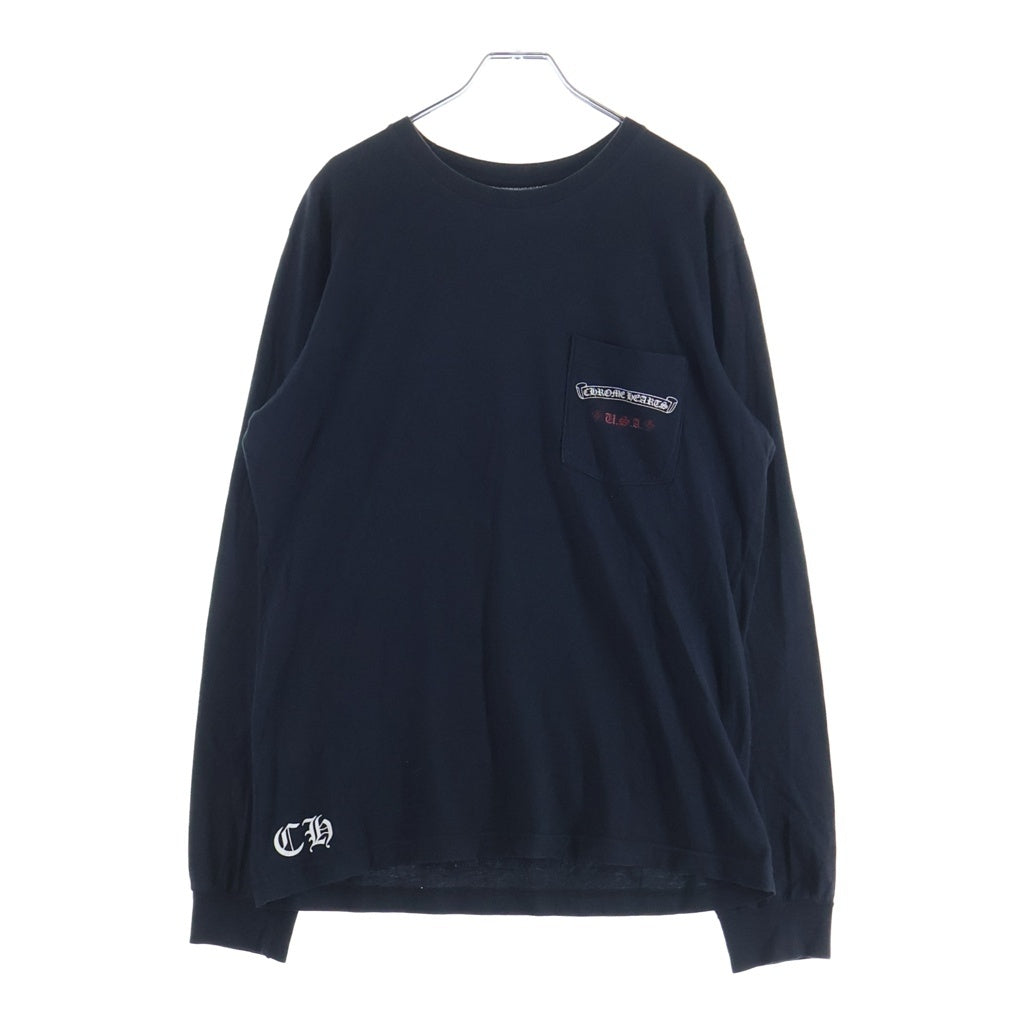 CHROME HEARTS(クロムハーツ) USA FLAG L/S TEE アメリカンフラッグロングスリーブTシャツ クルーネック長袖Tシャツ ブラック