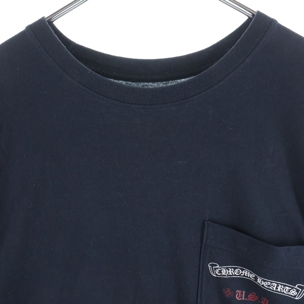 CHROME HEARTS(クロムハーツ) USA FLAG L/S TEE アメリカンフラッグロングスリーブTシャツ クルーネック長袖Tシャツ ブラック
