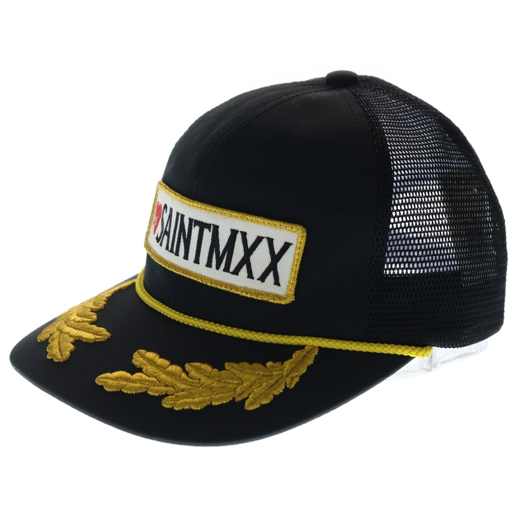 SAINT MICHAEL(セントマイケル) SAINT MX6 MESH CAP ロゴワッペンデザイン メッシュキャップ 帽子 ブラック SM-HR1-0000-095