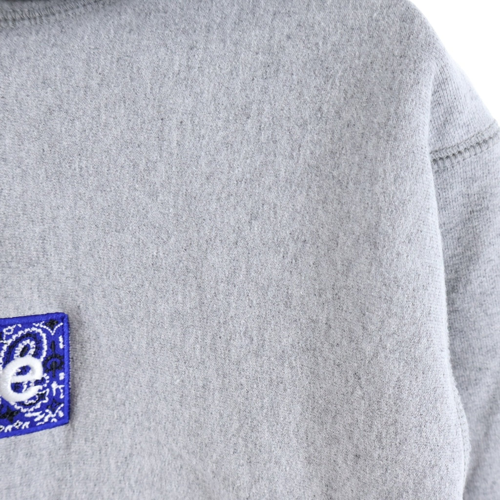 SUPREME(シュプリーム) 19AW Bandana Box Logo Hooded Sweatshirts バンダナボックスロゴフーデットスウェットシャツ ロゴ刺繍プルオーバーパーカー グレー