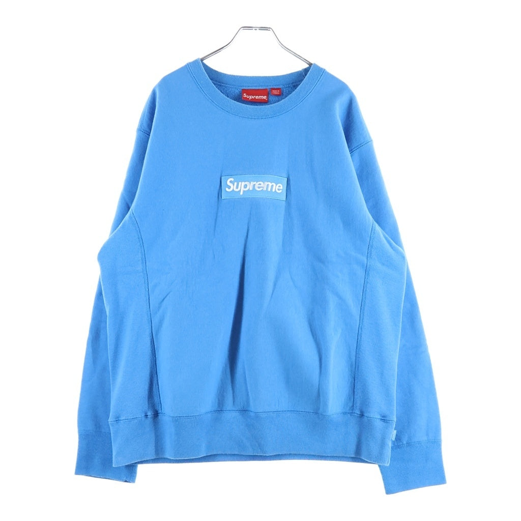 SUPREME(シュプリーム) 18AW Box Logo Crewneck Sweatshirts ボックスロゴクルーネックスウェットシャツ ロゴ刺繍スウェットトレーナー ブルー