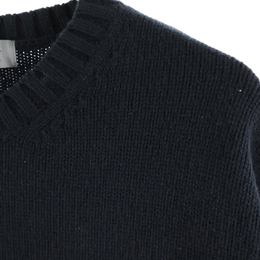 Yohji Yamamoto POUR HOMME(ヨウジヤマモト プールオム) 23AW Side String Crewneck Knit サイドストリングクルーネックニット サイドディティールニットセーター HJ-K05-193 ブラック