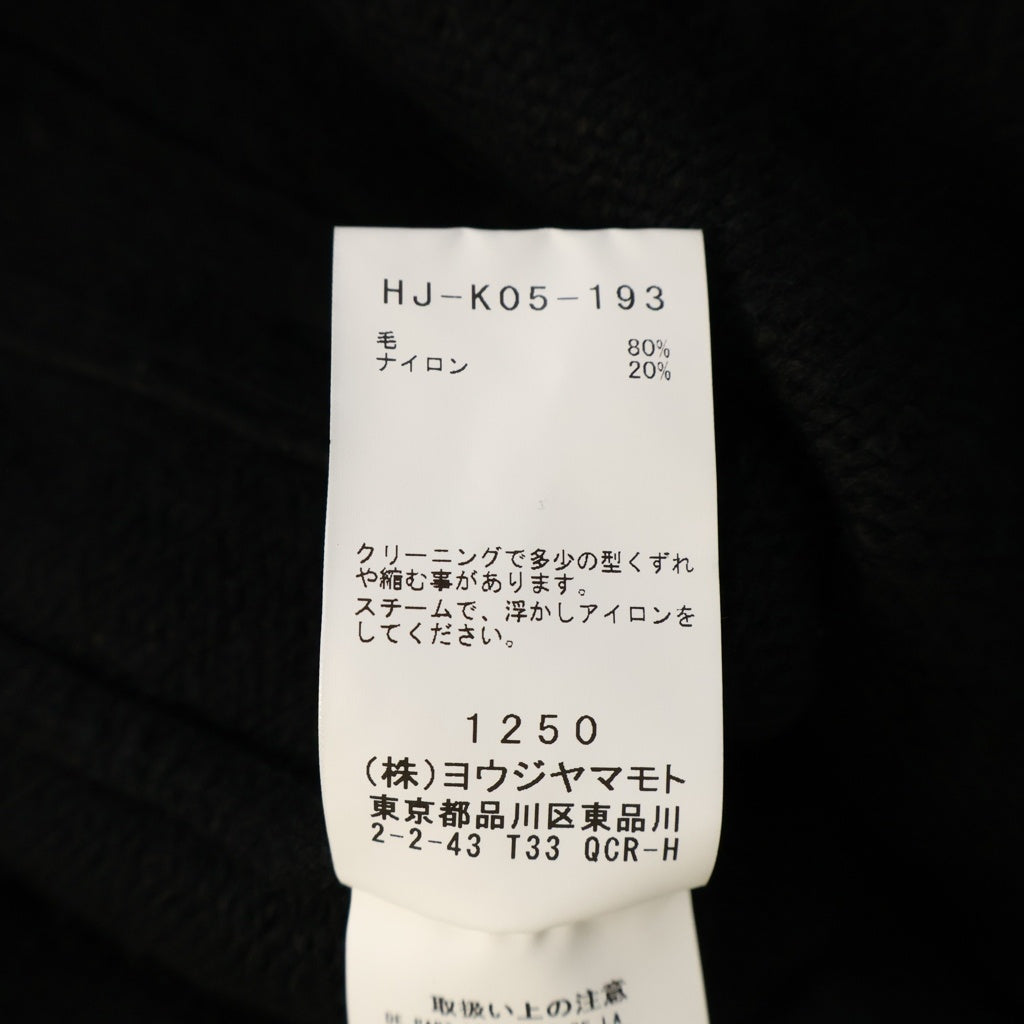 Yohji Yamamoto POUR HOMME(ヨウジヤマモト プールオム) 23AW Side String Crewneck Knit サイドストリングクルーネックニット サイドディティールニットセーター HJ-K05-193 ブラック