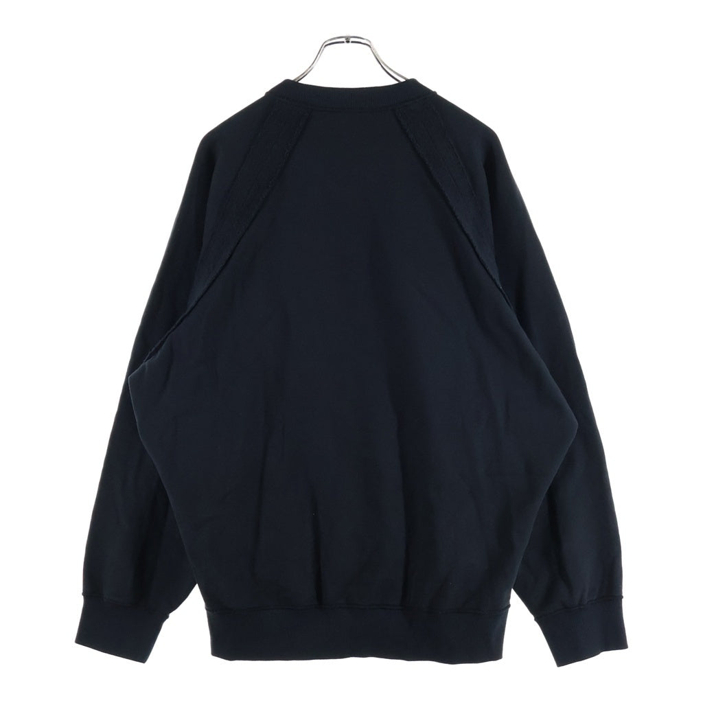 UNDERCOVER(アンダーカバー) 25SS Reversible Raglan Sweatshirt リバーシブルラグランスウェットシャツ ロゴプリントクルーネックスウェットトレーナー UP1E4807-2 ブラック