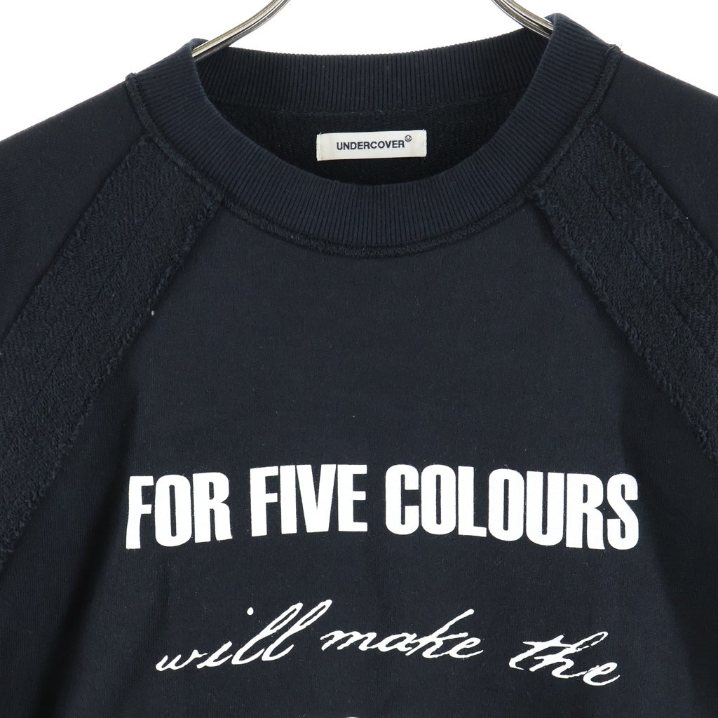 UNDERCOVER(アンダーカバー) 25SS Reversible Raglan Sweatshirt リバーシブルラグランスウェットシャツ ロゴプリントクルーネックスウェットトレーナー UP1E4807-2 ブラック