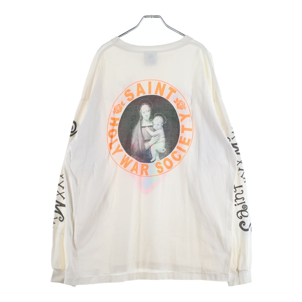 SAINT MICHAEL(セントマイケル) 24SS PINK HEART LS TEE フロントハートプリント 長袖Tシャツ カットソー ホワイト SM-YS8-0000-020