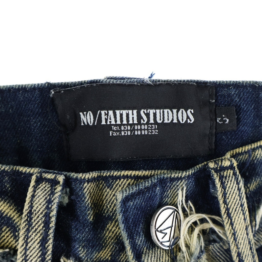 NO/FAITH STUDIOS(ノーフェイスストゥディオス) ダメージ加工 フレア デニムパンツ インディゴ
