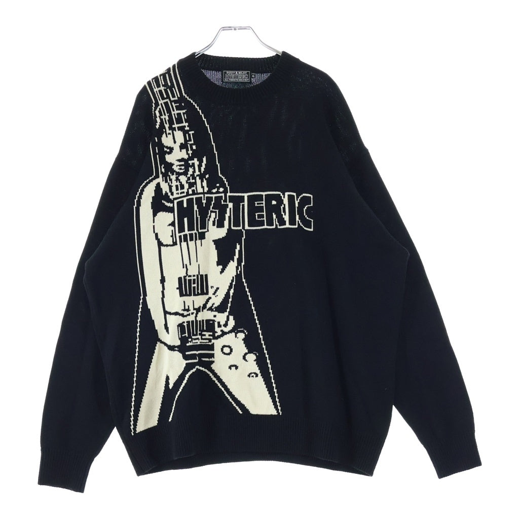 HYSTERIC GLAMOUR(ヒステリックグラマー) グラフィックデザイン クルーネック ニットセーター ブラック 02251NS01