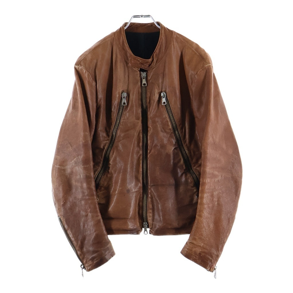Maison Martin Margiela(メゾンマルタンマルジェラ) 04AW 5 Zip Riders Jacket 八の字ライダース シングルレザージャケット 30 PK019 ブラウン