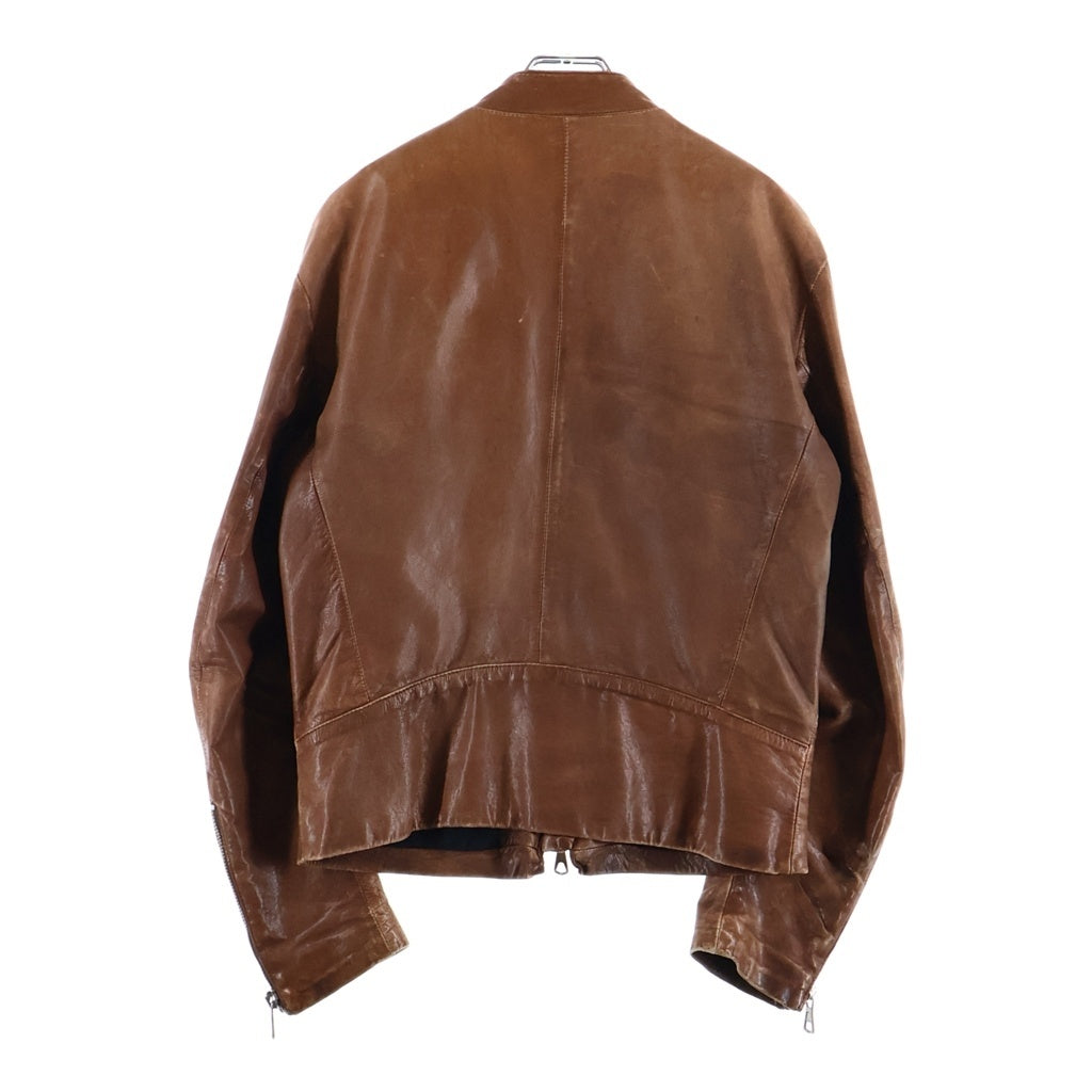 Maison Martin Margiela(メゾンマルタンマルジェラ) 04AW 5 Zip Riders Jacket 八の字ライダース シングルレザージャケット 30 PK019 ブラウン