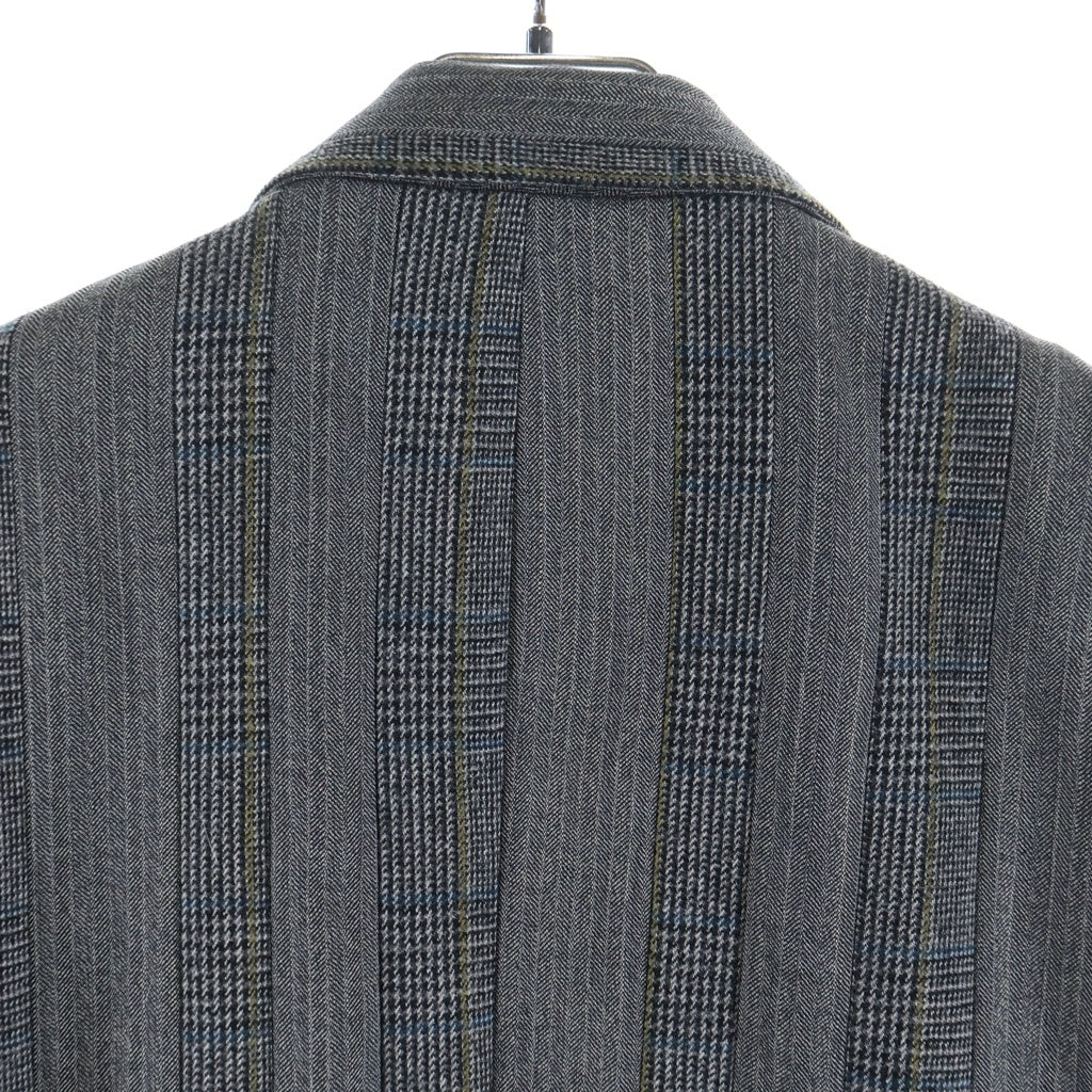 UNDERCOVER(アンダーカバー) 01-02AW D.A.V.F期 グレンチェックストライプテーラードジャケット 袖ビジュー装飾シングル2Bジャケット S242 グレー