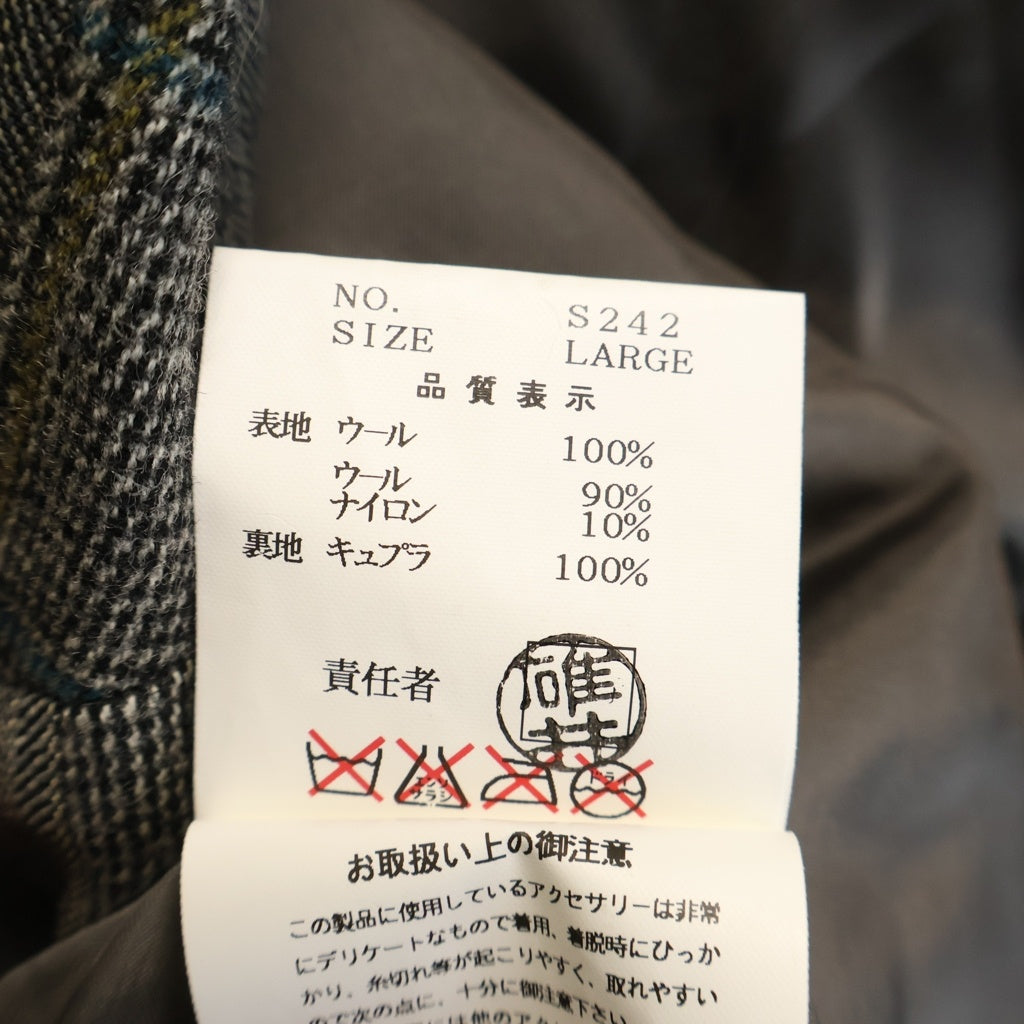 UNDERCOVER(アンダーカバー) 01-02AW D.A.V.F期 グレンチェックストライプテーラードジャケット 袖ビジュー装飾シングル2Bジャケット S242 グレー