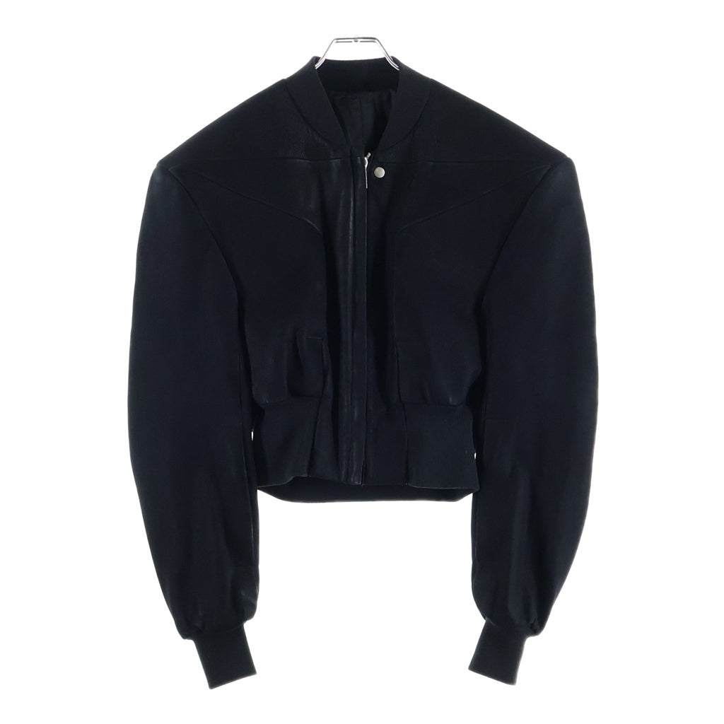 Rick Owens(リックオウエンス) 24SS LIDO EDFU Flight Jacket リド期 EDFUフライトジャケット ジップアップバックストラップレザージャケット RU01D3749-LCK ブラック