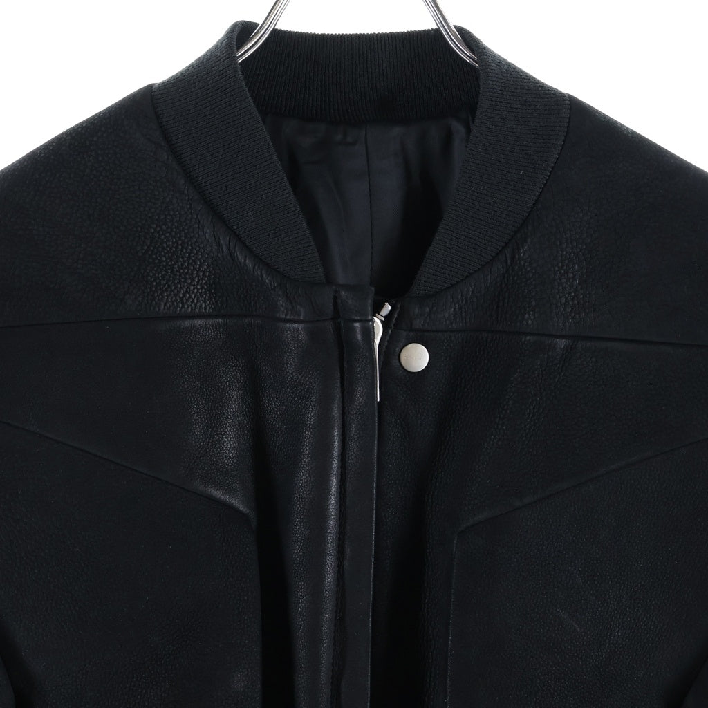 Rick Owens(リックオウエンス) 24SS LIDO EDFU Flight Jacket リド期 EDFUフライトジャケット ジップアップバックストラップレザージャケット RU01D3749-LCK ブラック