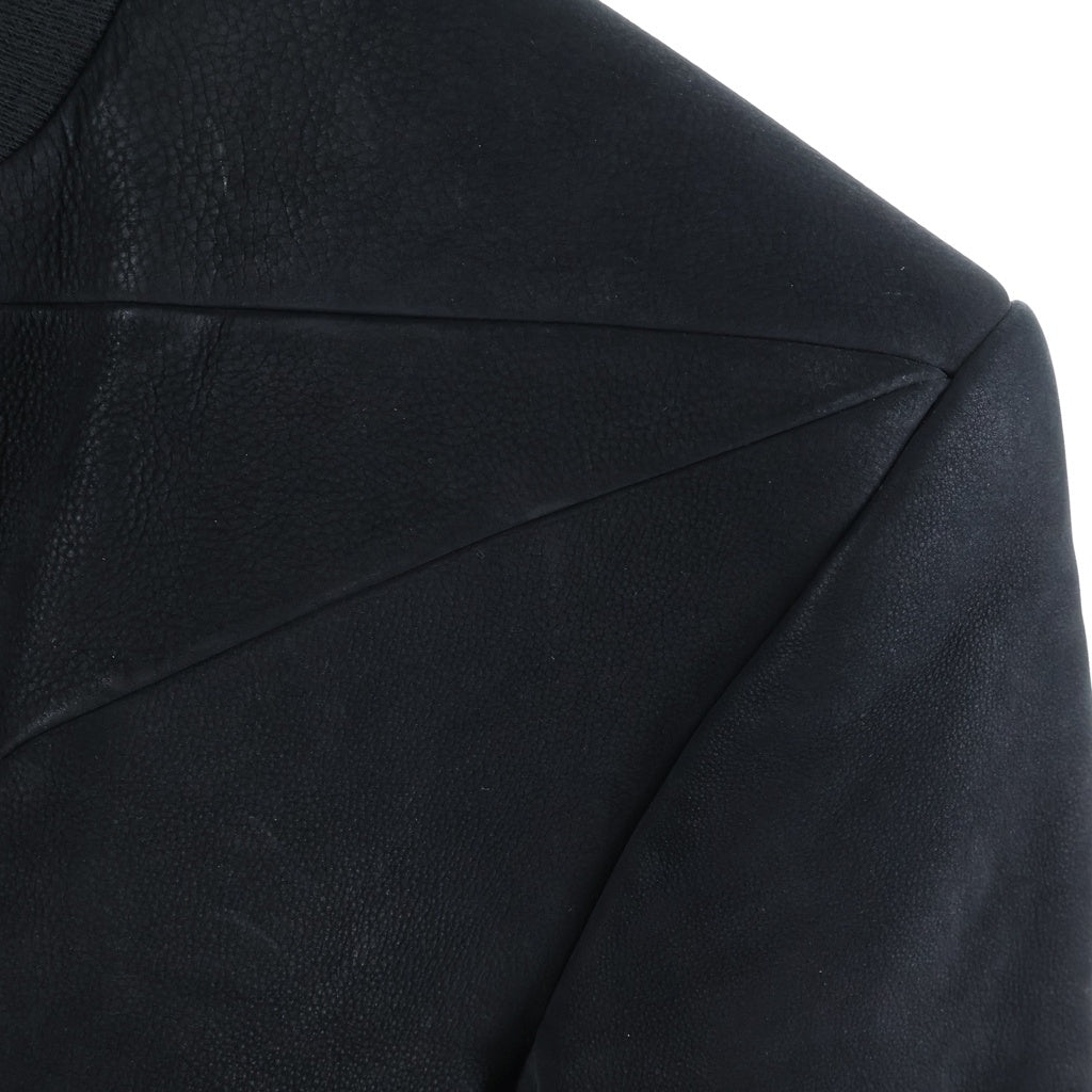 Rick Owens(リックオウエンス) 24SS LIDO EDFU Flight Jacket リド期 EDFUフライトジャケット ジップアップバックストラップレザージャケット RU01D3749-LCK ブラック