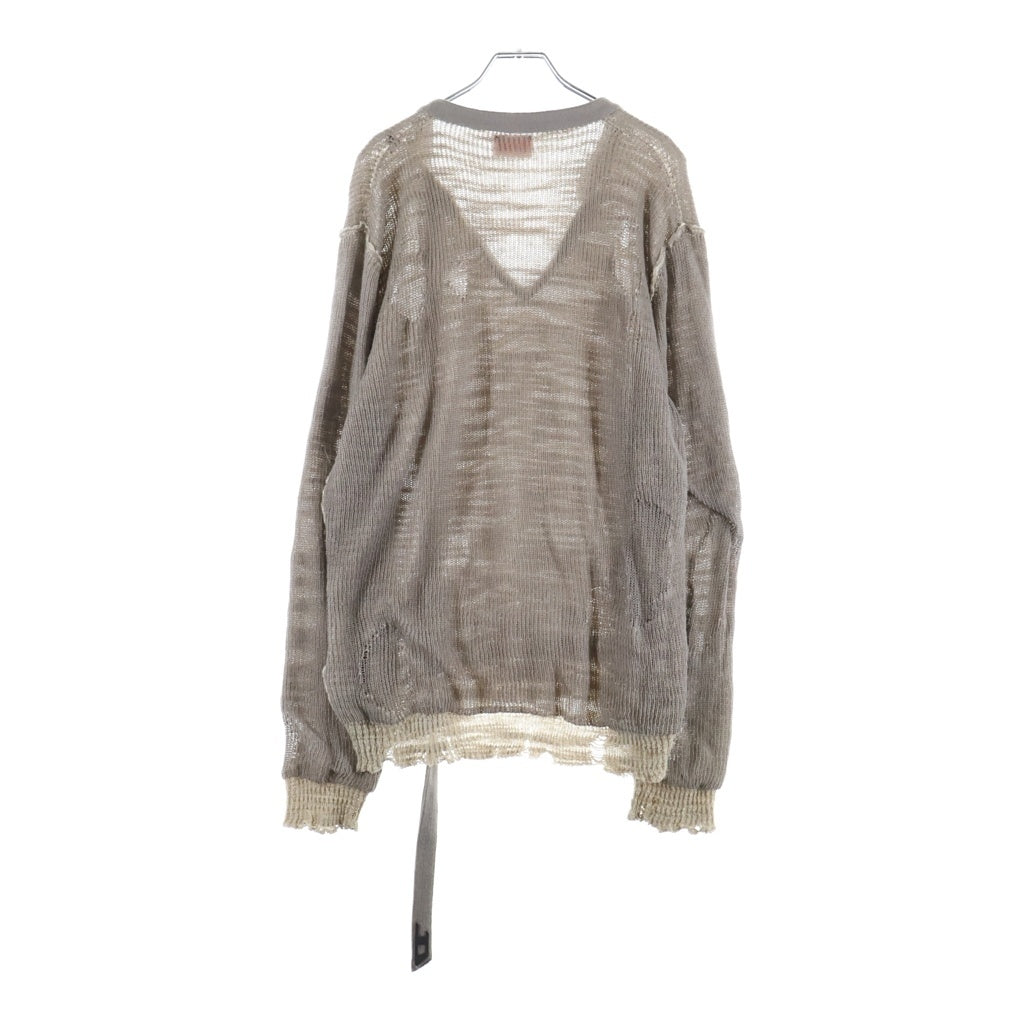 DIESEL(ディーゼル) K-DAIANERIS Vneck Knit Sweater Kダイネリス ダメージ加工Vネックニットセーター A23159-0EGEG ベージュ
