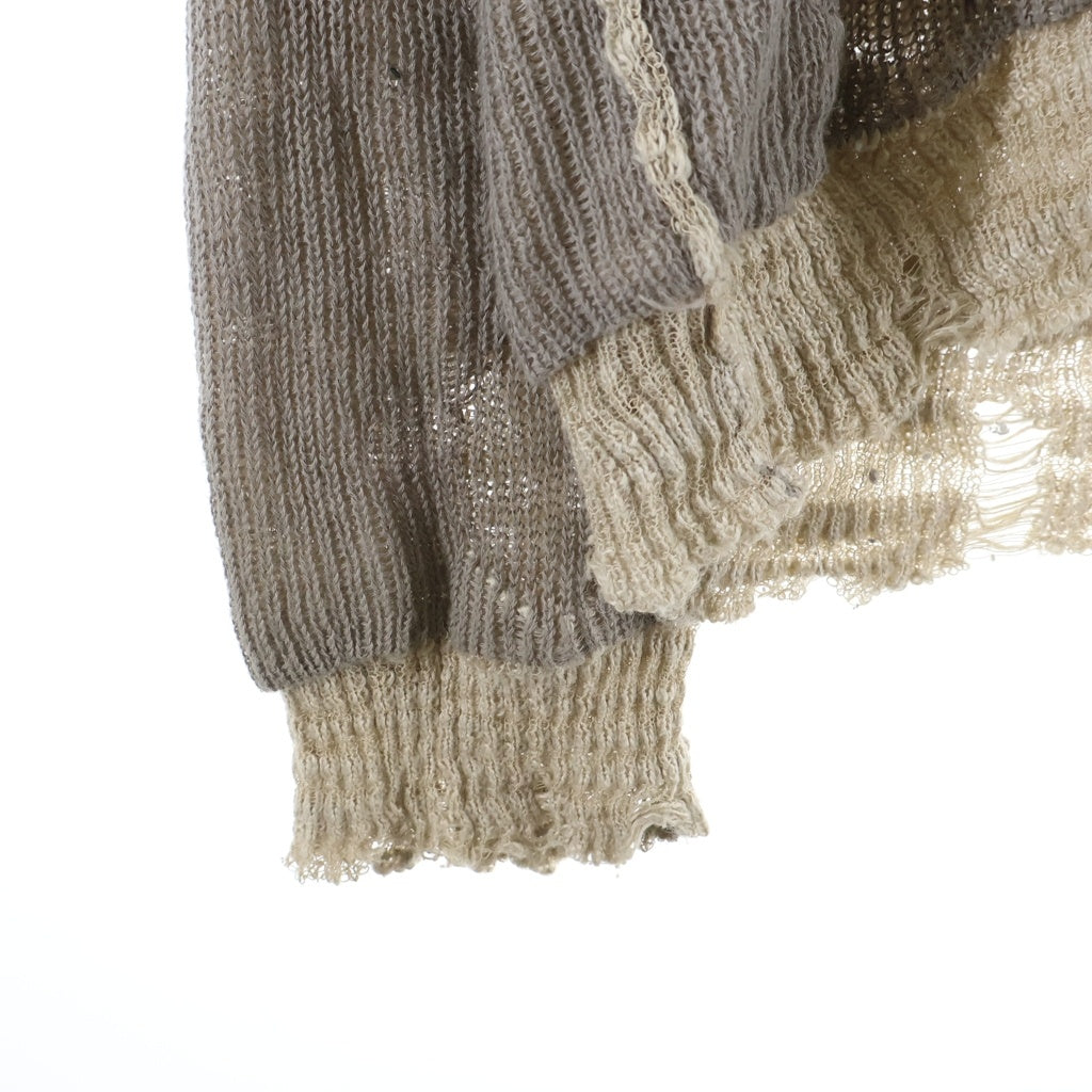 DIESEL(ディーゼル) K-DAIANERIS Vneck Knit Sweater Kダイネリス ダメージ加工Vネックニットセーター A23159-0EGEG ベージュ