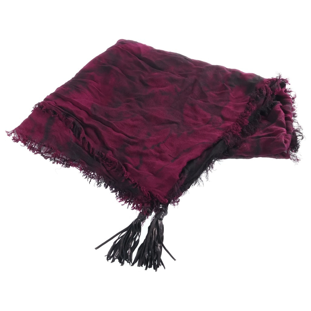 KMRii(ケムリ) Tie Dye Square Stole 05 タイダイスクエアストール タッセル装飾レーヨンストール レッド/ブラック