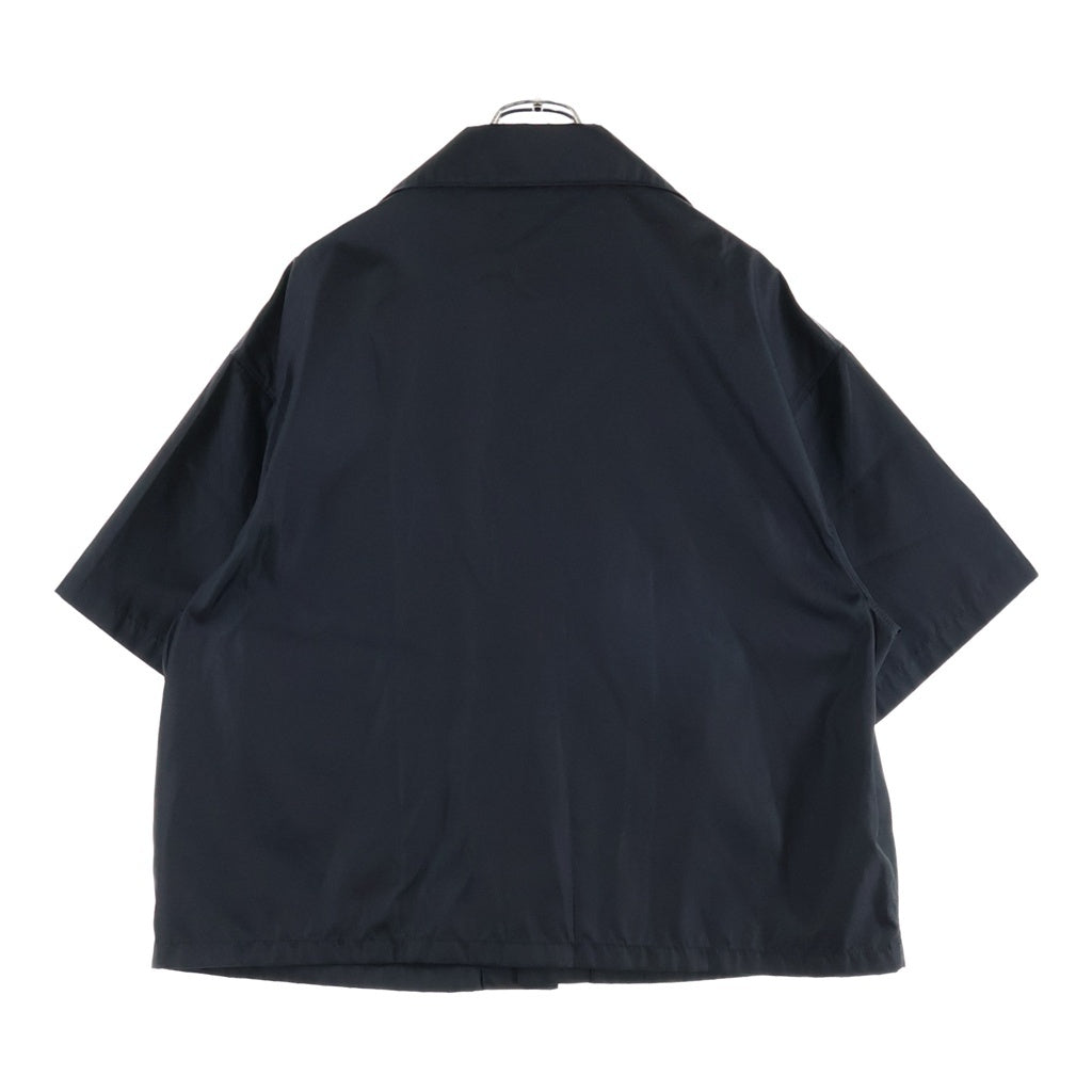 PRADA(プラダ) トライアングルロゴプレート ナイロン オープンカラー スナップボタン 半袖シャツ ジャケット ブラック SC449 S182