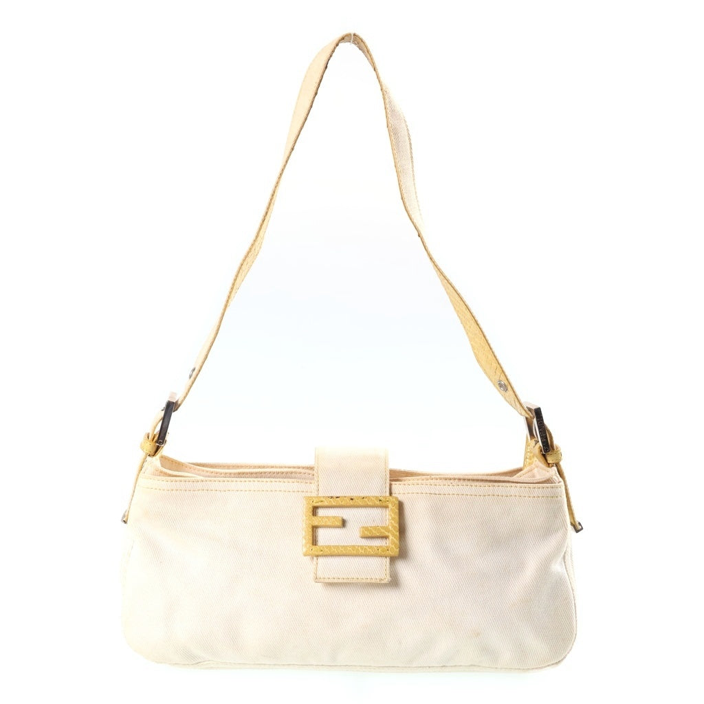 FENDI(フェンディ) パイソン柄 マンマバケット ハンドバッグ ショルダーバッグ イエロー/ベージュ レディース