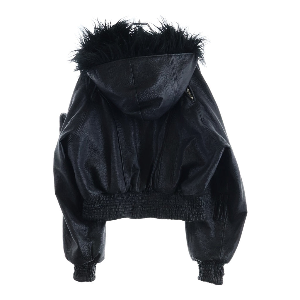 NO/FAITH STUDIOS(ノーフェイスストゥディオス) ASTRO FUR JACKET ファー付き フーデット レザー ジャケット ブラック