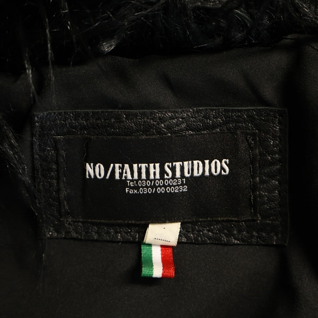 NO/FAITH STUDIOS(ノーフェイスストゥディオス) ASTRO FUR JACKET ファー付き フーデット レザー ジャケット ブラック