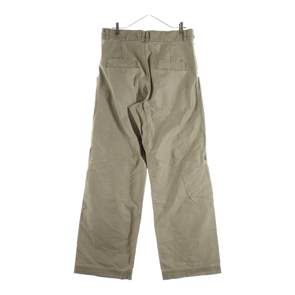 JIAN YE(ジェン イェ) 25AW 鬼PANTS ダメージ加工ファスナーディティールコットンパンツ ベージュ JI-25AW-PT03-2