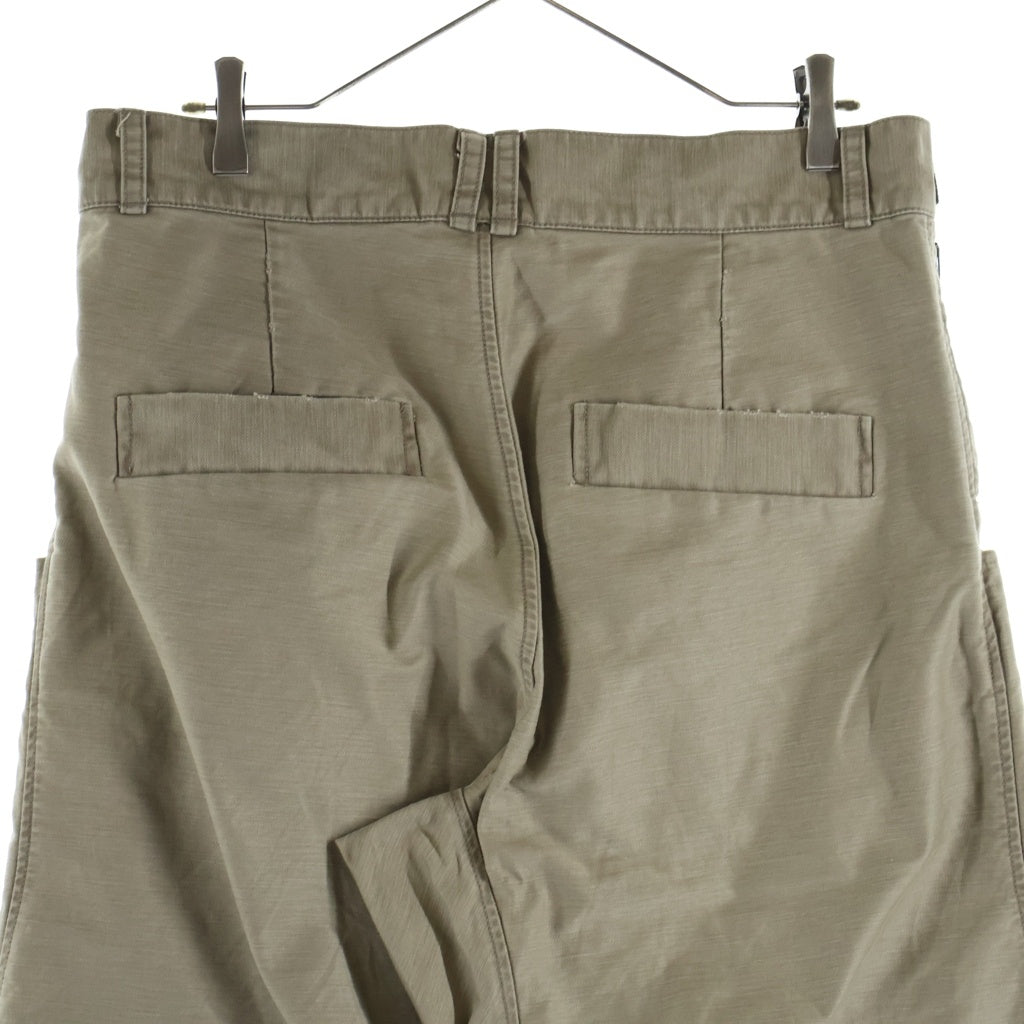 JIAN YE(ジェン イェ) 25AW 鬼PANTS ダメージ加工ファスナーディティールコットンパンツ ベージュ JI-25AW-PT03-2