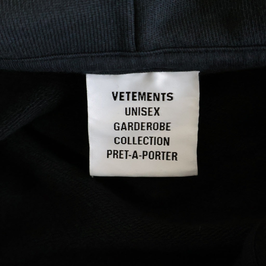 VETEMENTS(ヴェトモン) 25AW POLIZEI Zip Up Hoodie ポリツァイジップアップフーディー ロゴプリントジップアップパーカー ブラック