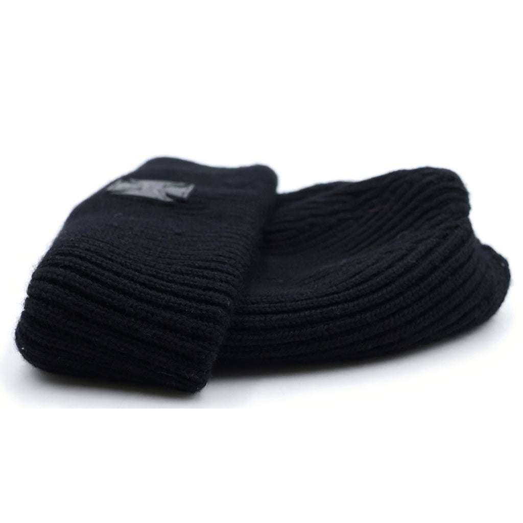 VETEMENTS(ヴェトモン) Wool Beanie With Logo ウールビーニーウィズロゴ アイアンクロスパッチニット帽 帽子 ブラック