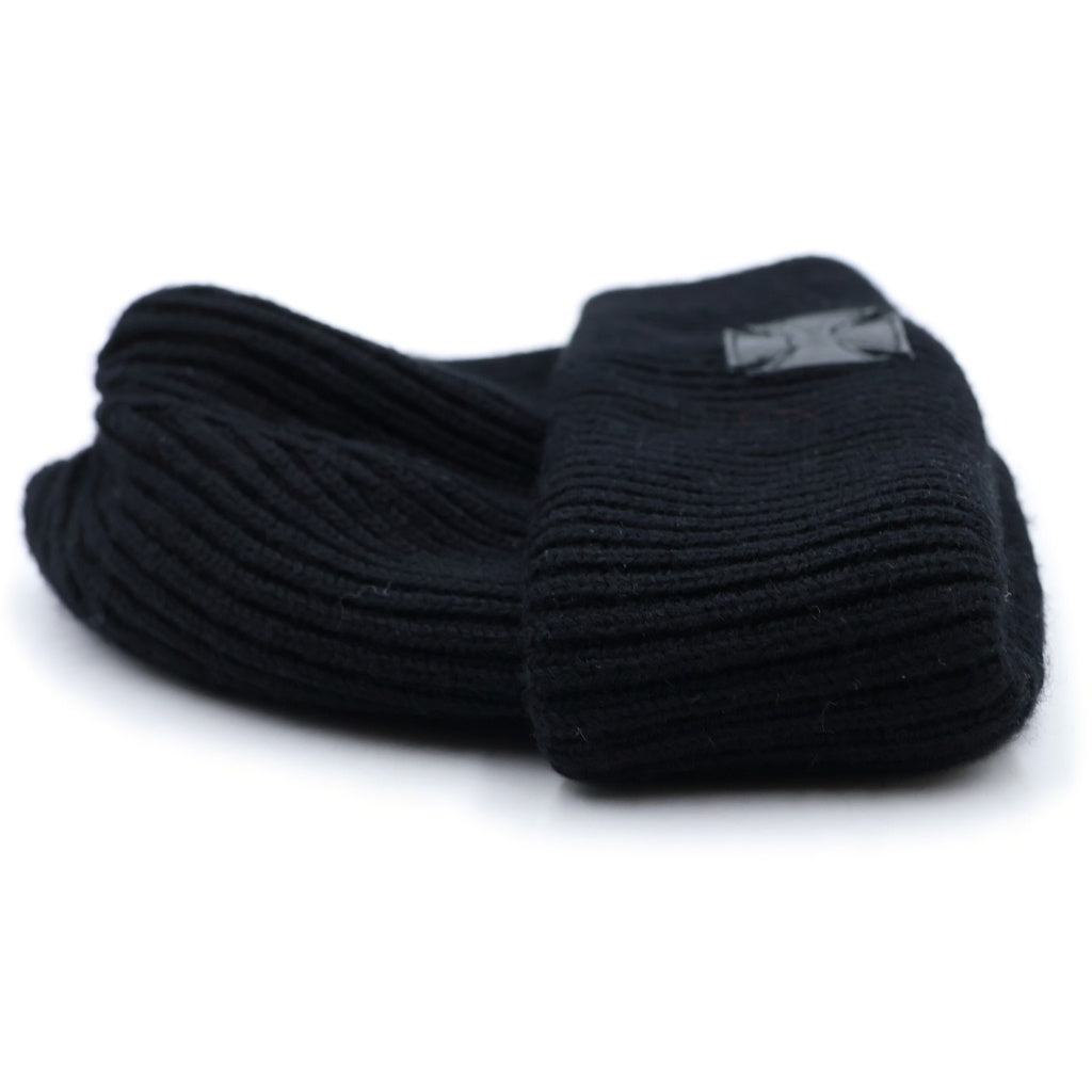 VETEMENTS(ヴェトモン) Wool Beanie With Logo ウールビーニーウィズロゴ アイアンクロスパッチニット帽 帽子 ブラック