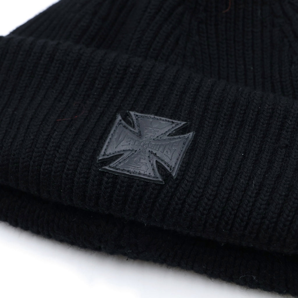 VETEMENTS(ヴェトモン) Wool Beanie With Logo ウールビーニーウィズロゴ アイアンクロスパッチニット帽 帽子 ブラック