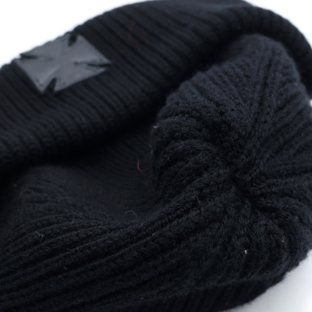 VETEMENTS(ヴェトモン) Wool Beanie With Logo ウールビーニーウィズロゴ アイアンクロスパッチニット帽 帽子 ブラック