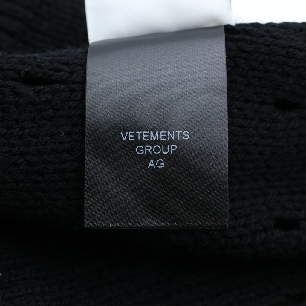 VETEMENTS(ヴェトモン) Wool Beanie With Logo ウールビーニーウィズロゴ アイアンクロスパッチニット帽 帽子 ブラック