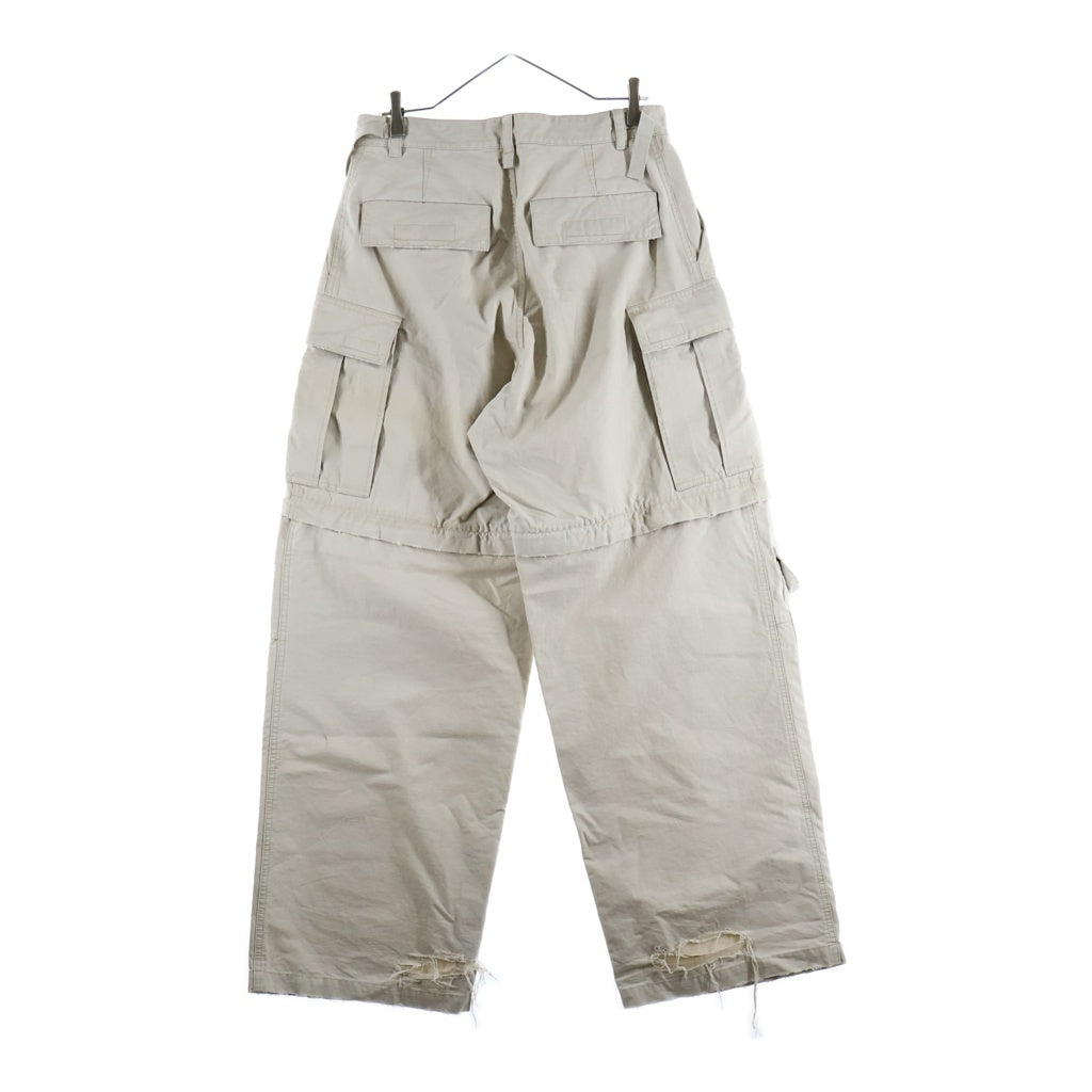 BALENCIAGA(バレンシアガ) 23AW Large Cargo Pants ラージカーゴパンツ ダメージ加工マルチポケットギミックパンツ ベージュ 773255 TKP27